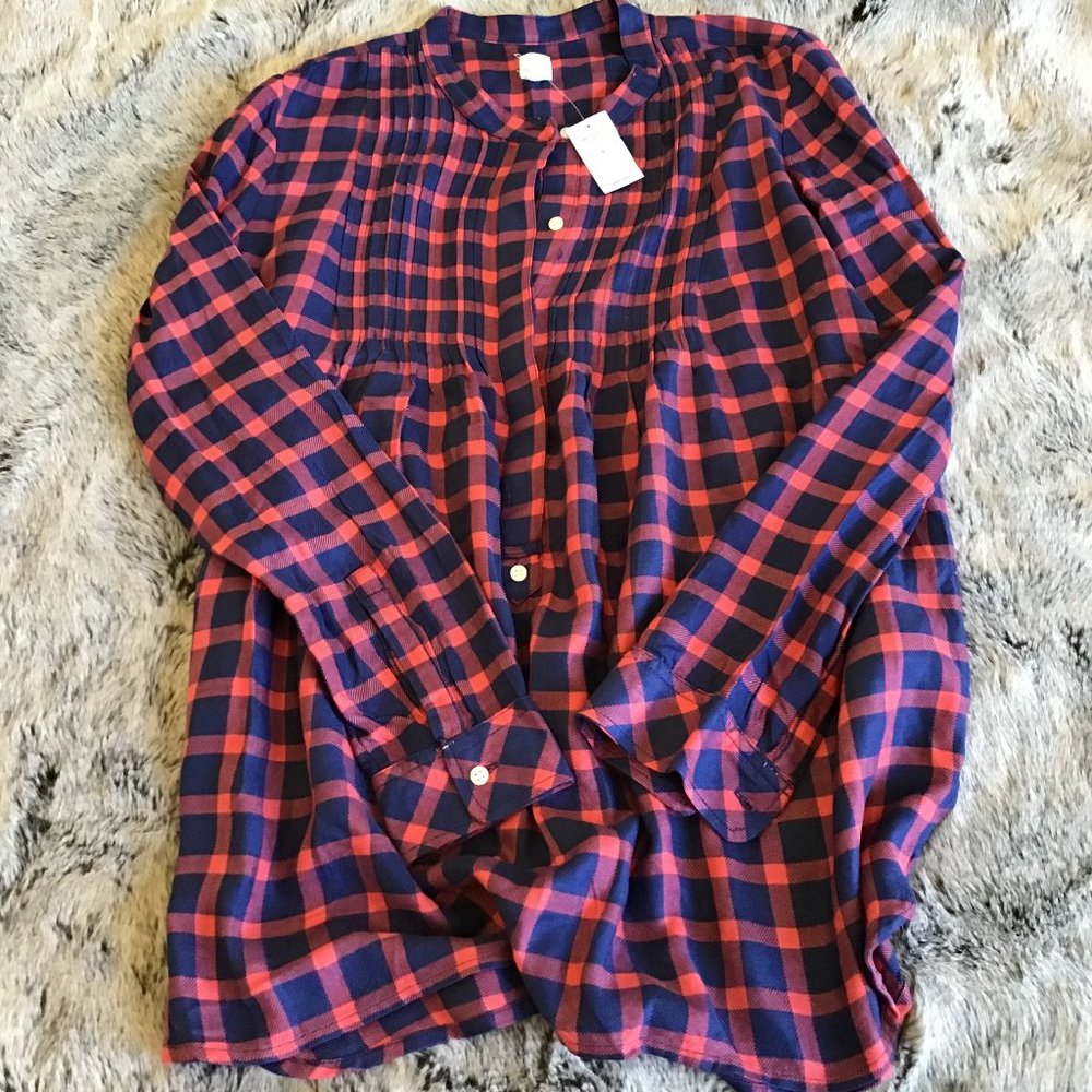 Gap Plaid Tunic Top NWT